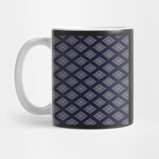 Traditional Japanese Geometric Floral Nadeshiko (Carnation) Hishi Diamond Pattern in Navy Indigo Mug